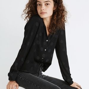 Madewell Jacquard Dot Button-up Silky Shirt